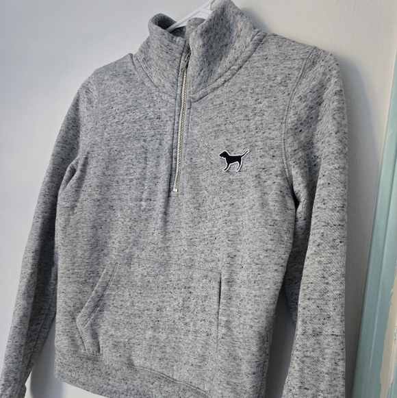 Victoria Secret PINK Quarter Zip Pullover Sweatshirt Women's Size XS Gray - Picture 3 of 7
